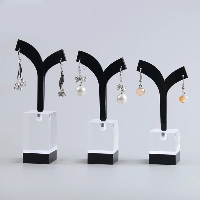 Clear and Black Acrylic Earrings Display Stand Jewelry Display Rack