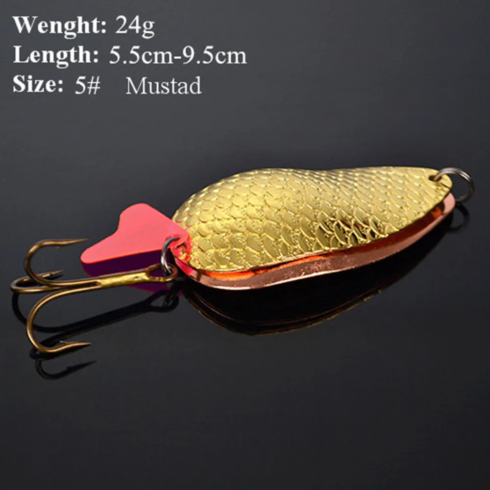 Buy 1PC 24g Gold Color Brand Spoon Fishing Lure With 5