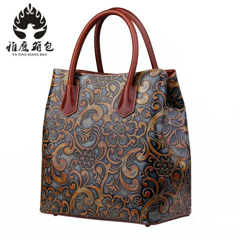 

Walk Arrive Genuine Leather Women Handbag Shoulder Bag Brand Design Embossed Leather Tote Bag Fashion Purse