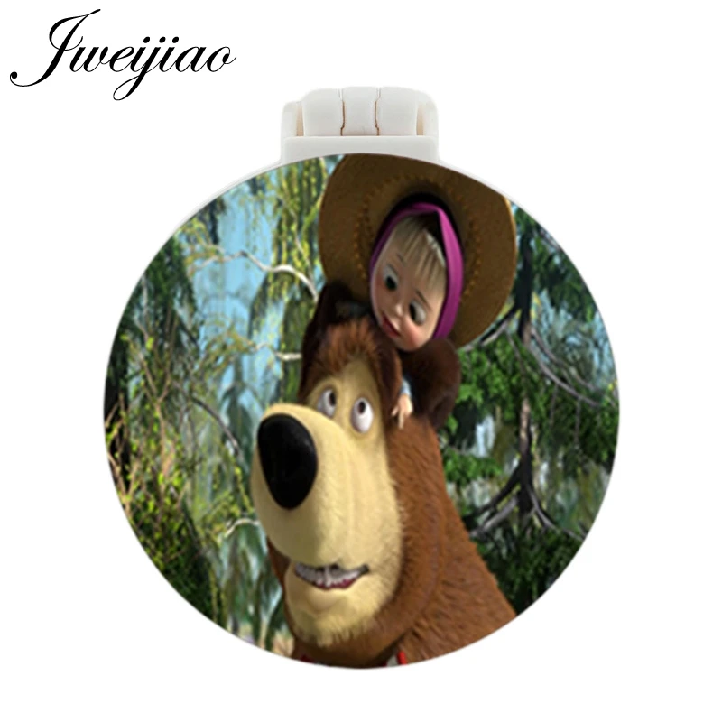 JWEIJIAO медведь и девочка мультфильм карманное зеркало с массажной расческой детский складной компактный портативный многофункциональный зеркала - Цвет: MS76