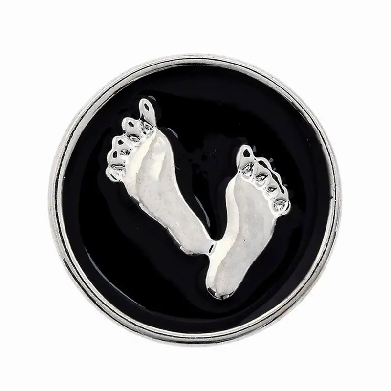 

New Black Baby Feet Enamel Snap Button 18MM Diy Snap Jewelry Fit Snap Charm Button Bracelet Jewelry 19styles choose!