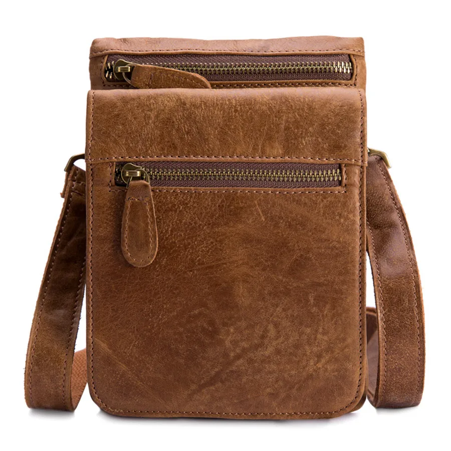 Мужская мягкая маленькая набедренная сумка из натуральной кожи сумка на пояс многофункциональная мужская сумка на талию коричневая
