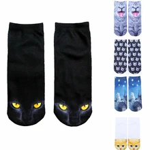 Vintage 3D Printed Low Cut Socks Girls Cute Kawaii Cartoon Cat Animal Funny Cotton Socks Women Xmas Autumn Winter Warmer Socks