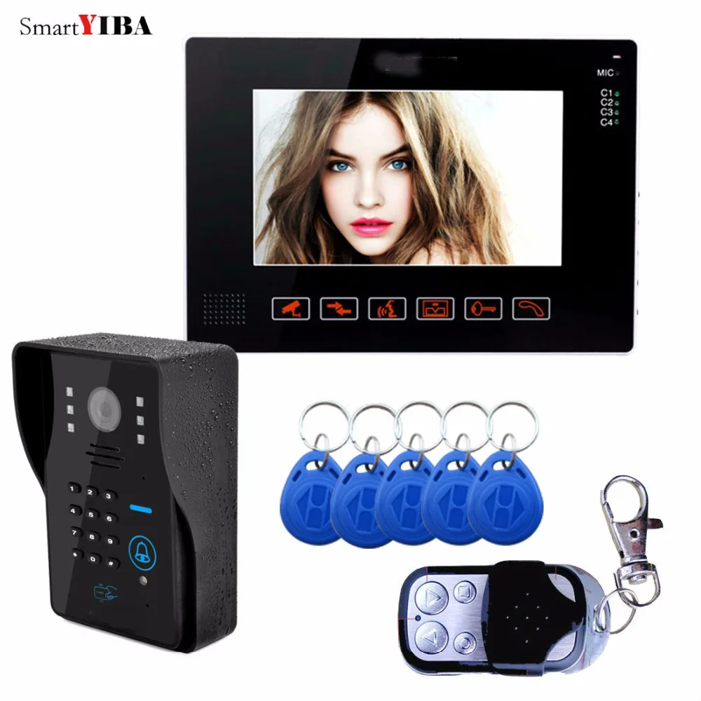 

SmartYIBA 9inch Wired Video Door Phone RFID Card&Remote Control Security Access Control Systems Video Intercom Doorbell Kits