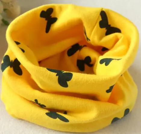 Коллекция года, весенне-осенний хлопковый шарф для девочек детский шейный платок с рисунком совы для девочек, детское кольцо с круглым вырезом, волшебный шарф для мальчиков, детская одежда - Цвет: yellow butterfly