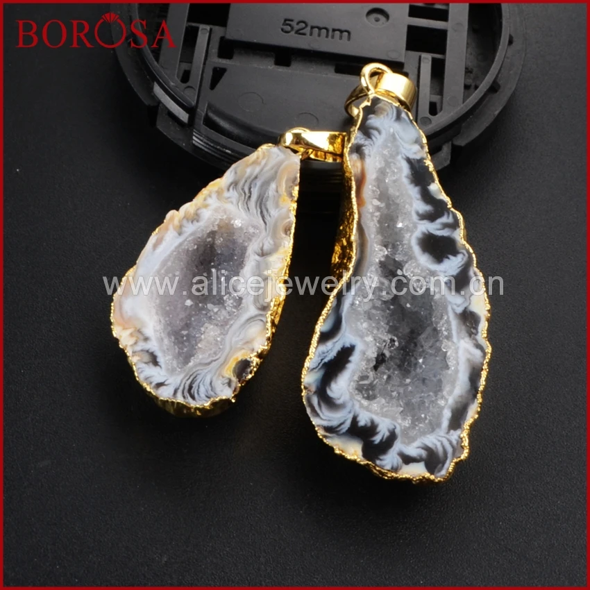 BOROSA Druzy свободной формы половина натуральный оникс кулон agates Geode подвеска в