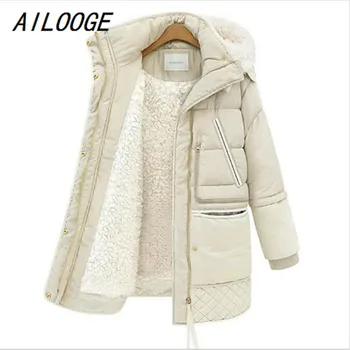 

AILOOGE Plus Size New Winter Jacket Women Long Overcoat Women's Clothing Military Park Cotton Jacket Lambs Wool Coat Jackets