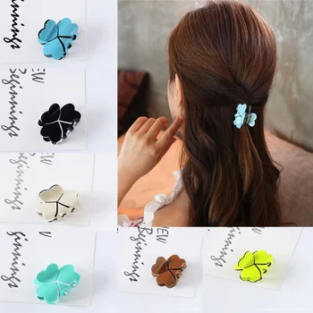 

Hot Sale Small Four Leaf Clover Acrylic Hair Claws For Women Hair Styling Tools Solid Color Lady Girls Hair Clips Barrettes