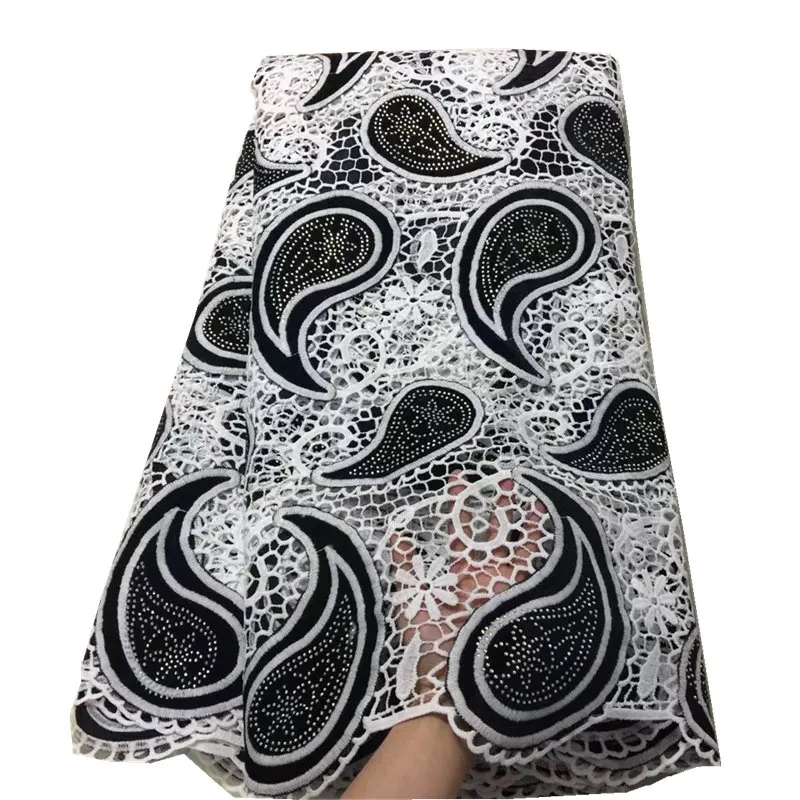 

5yards/lot top quality Nigerian milk cor lace with velvet fabric most popular guipure cord lace fabric for wedding dress 30