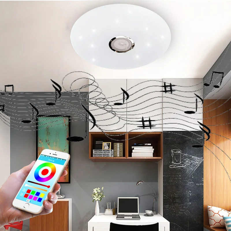 Sala de Estar Quarto das Crianças Luz de Teto App + Remoto Inteligente Bluetooth Moderno Simples Ultra-fino Música Luz Led 13 Inteligente bluetooth luz de teto led moderno