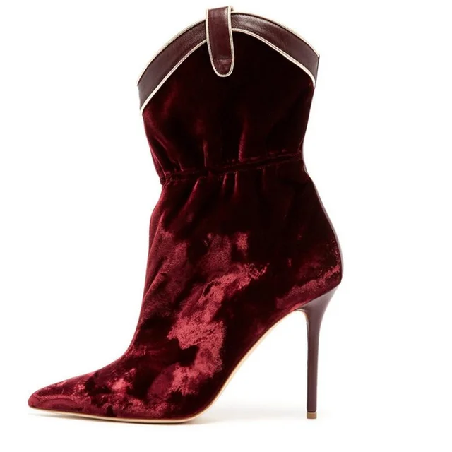 wine velvet heels