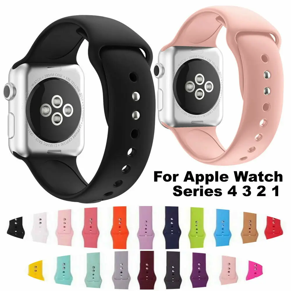 

Fit For Apple Watch Series 4/3/2/1 Smartwatch Band Soft Silicone Strap Smart Watch Sport Strap Replacement Wrist Bracelet Acc
