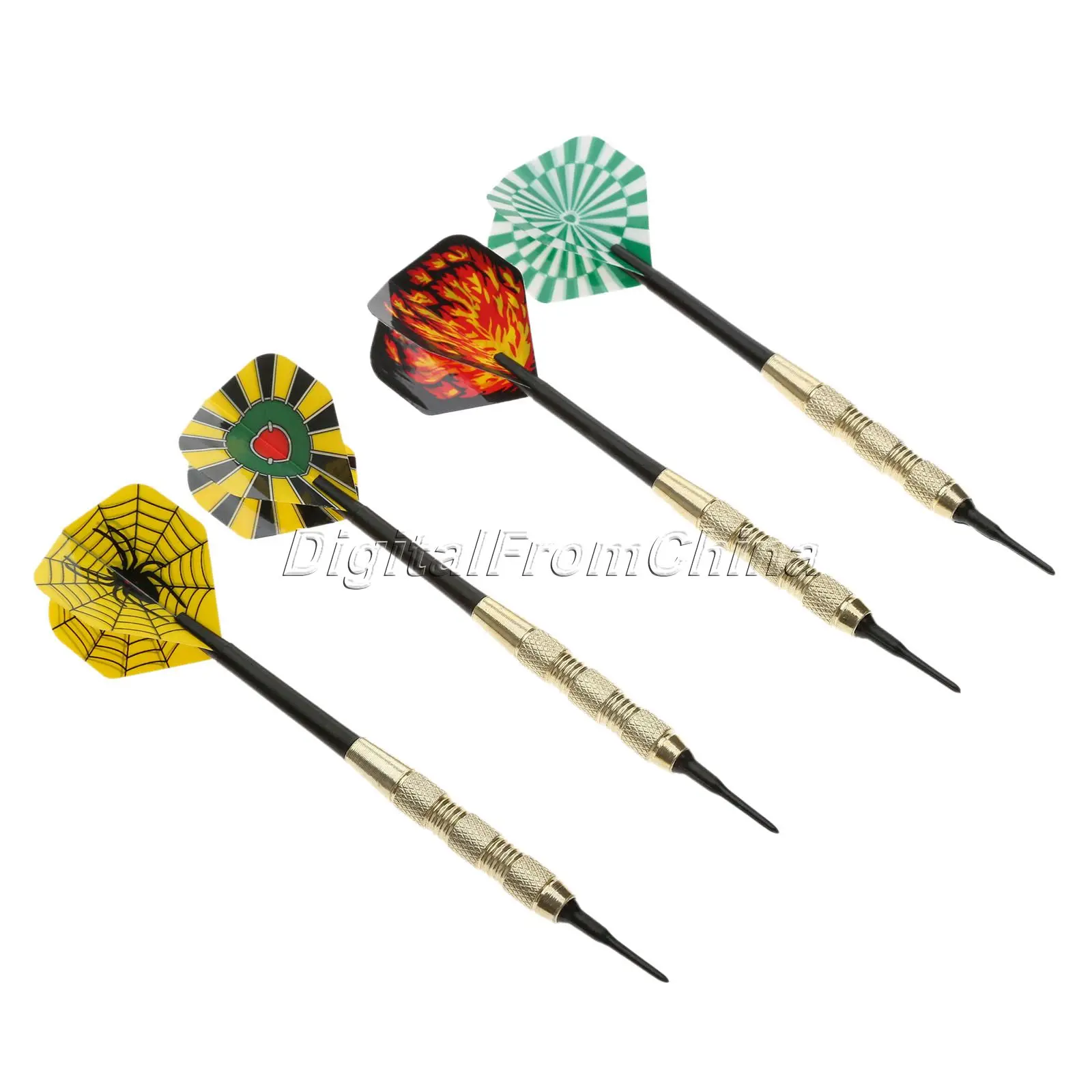 12 Pcs Of 18g Soft Point Darts Set With Iron Plated Brass Barrel