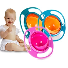 Горячая Распродажа, дизайнерская универсальная Гироскопическая чаша для кормления, практичный дизайн, ротационная детская миска с защитой от разлива, новинка, вращающаяся на 360 градусов, непроливающаяся миска