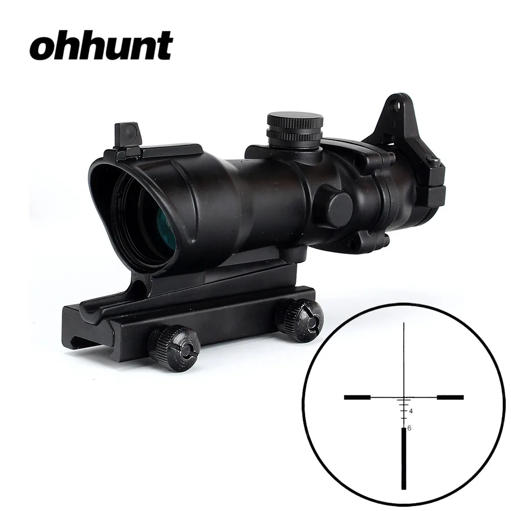ohhunt 4x32 Rifle Scope Real Fiber Optics BDC Glass Etched Reticle with Lron Sight Tactical Optical Sights for AR15 M4 M16 ohhunt 4x32 Rifle Scope Real Fiber Optics BDC Glass Etched Reticle with Lron Sight Tactical Optical Sights for AR15 M4 M16