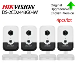 Hikvision DS-2CD2443G0-IW Wi-Fi видеонаблюдение 4MP ИК фиксированный куб Беспроводная ip-камера двухсторонняя аудио H.265 + 4 шт./лот
