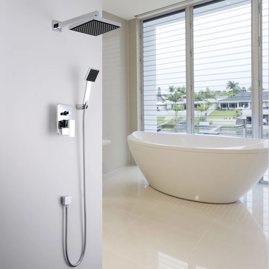Concealed Shower Set. In Wall Shower Faucet. 8 inch (20 cm) square