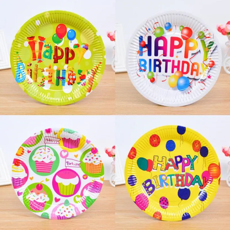 Children Cartoon Disposable Round Paper Plate Cake Plates Birthday