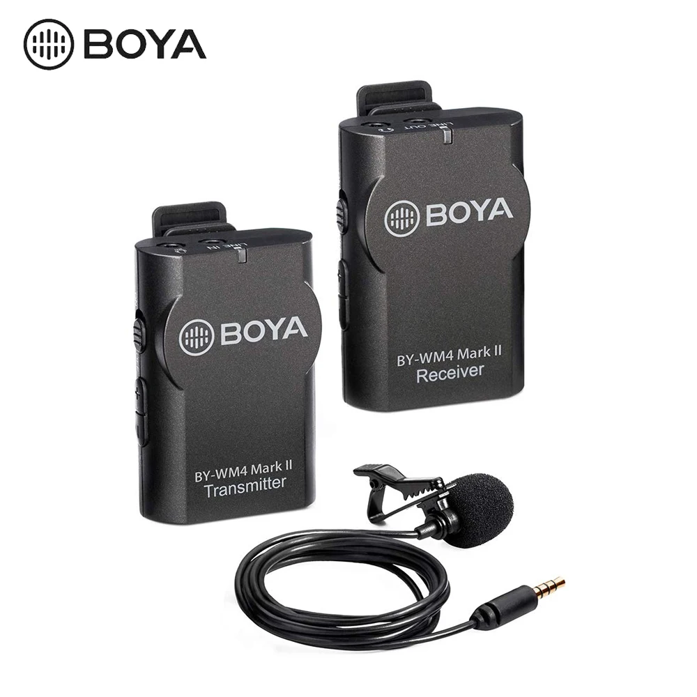 Boya BY-WM4/WM4 Mark II беспроводной Студийный конденсаторный микрофон Система петличный нагрудный микрофон для интервью для камер iPhone Canon Nikon