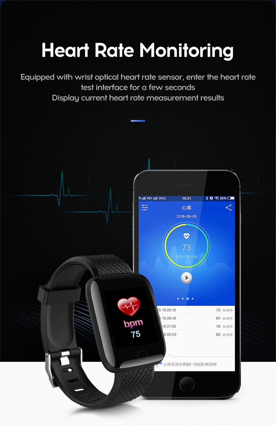 Спортивные женские Смарт-часы с монитором сердечного ритма, Смарт-часы для мужчин, кровяное давление, водонепроницаемые фитнес-часы-трекер для Android ios