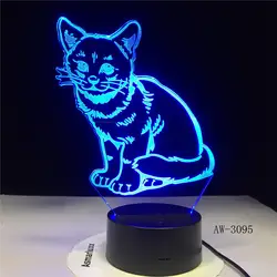 3D-3095 3D кошка светодиодный ночник usb зарядка в форме животных внутренняя декоративная лампа детские ночные лампы