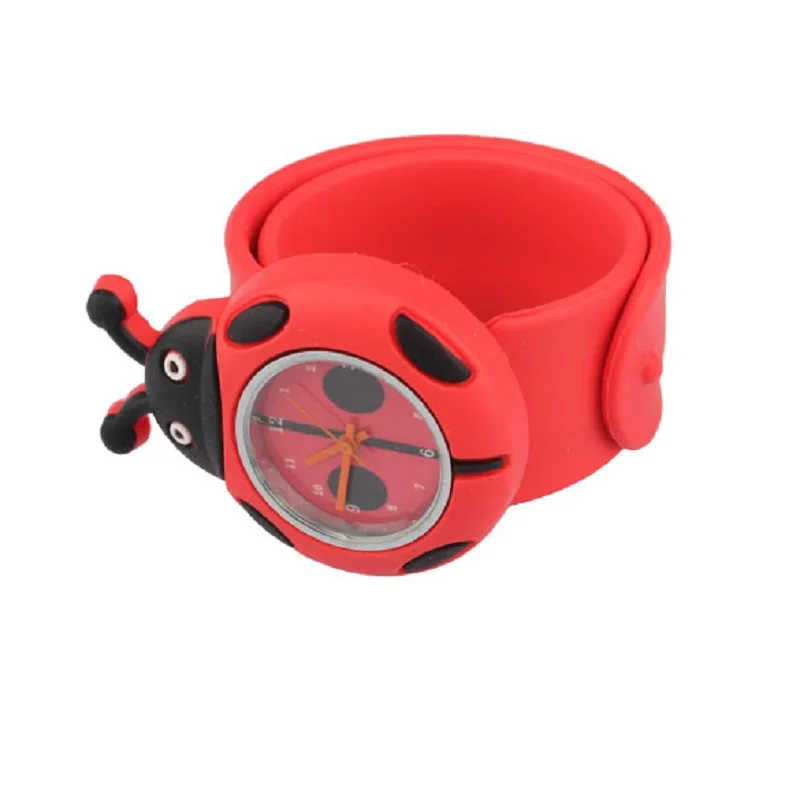 

2017 Hot Sell Red Flap ring Digital Slap Watch Cute Coccinella Septempunctata Slap Watches for Kids Birthday Gift LL