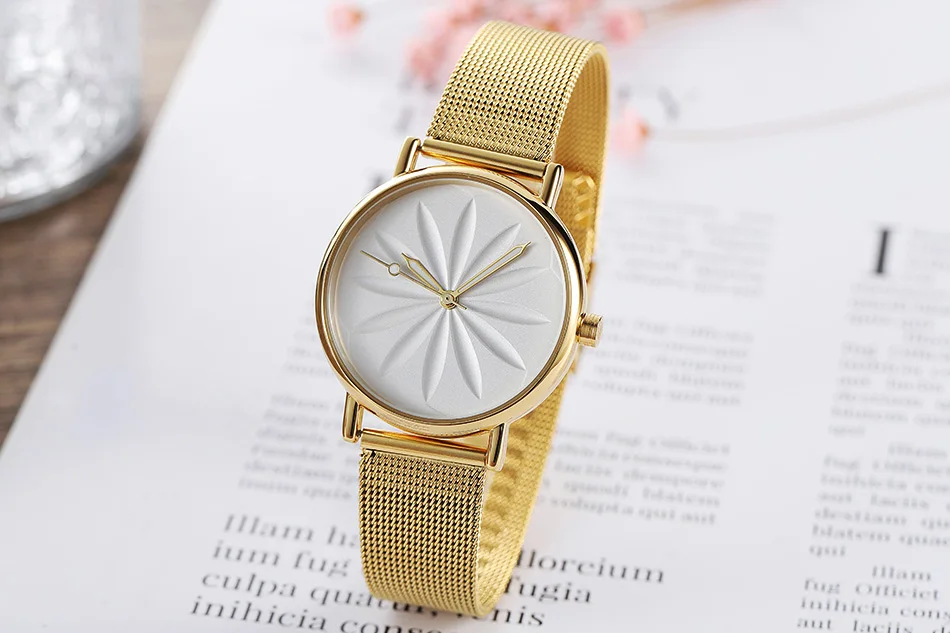 Relogio Feminino, роскошные миланские наручные часы с сетчатым ремешком для женщин, модные часы под платье из розового золота, женские золотые часы, кварцевые часы