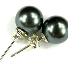 10 Pairswholesale 12 мм черный южного моря Жемчужина серьги AAA