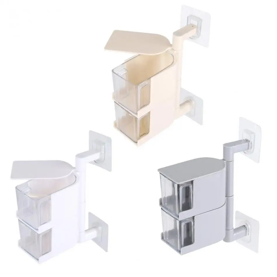 

New Sticking Rotary Seasoning Kitchen Pepper Sugar Jar Spice Rack Food Storage Box