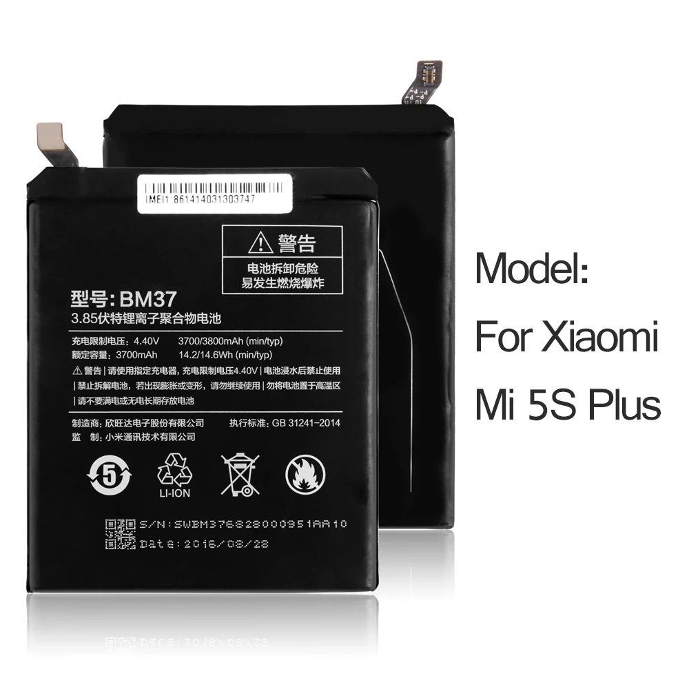 Srjtek для Xiaomi mi 5s Plus аккумулятор запасные части с инструментами BM37 3700 mAh Mi5S батарея