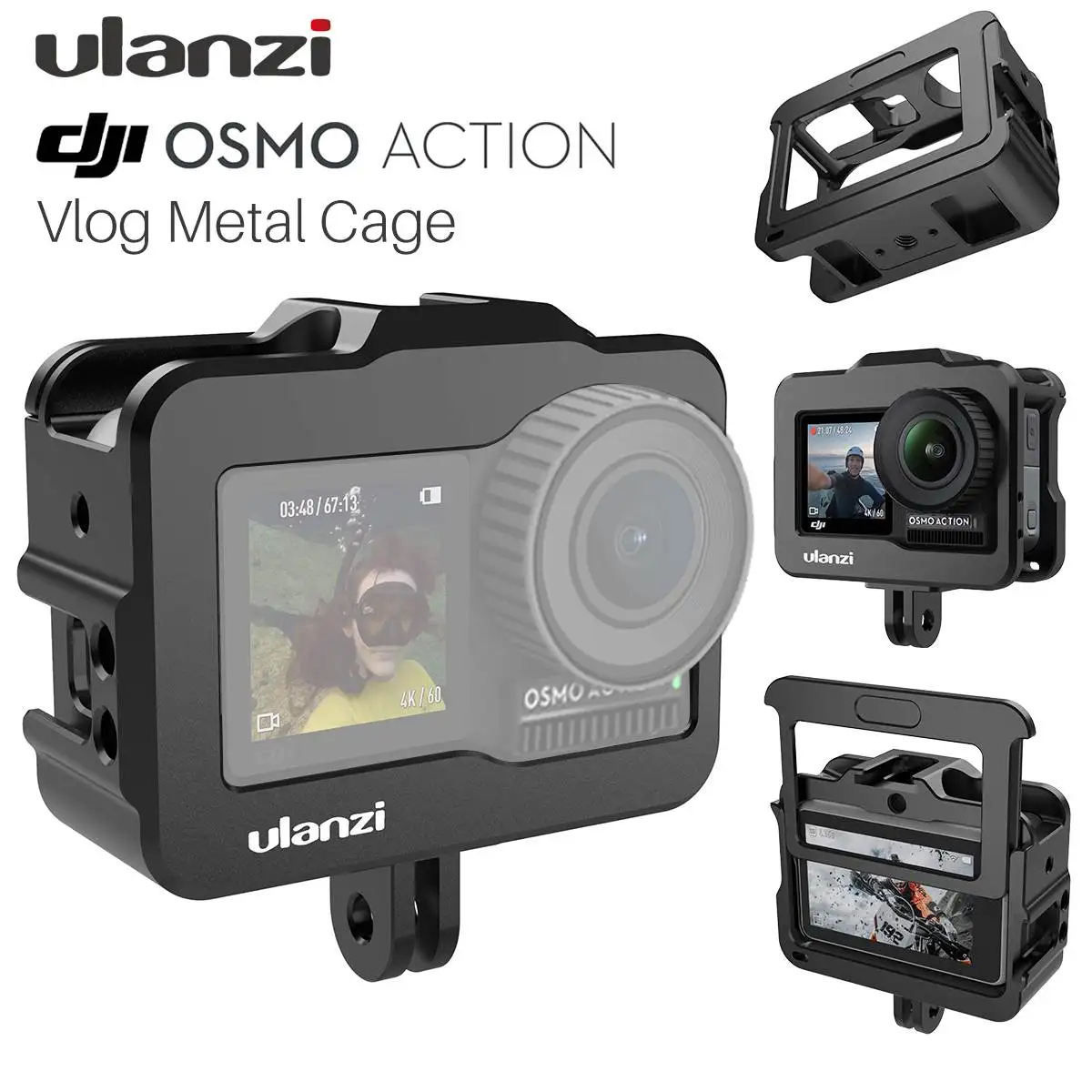 Unlanzi Спортивная камера Vlog металлический защитный корпус Корпуса для DJI OSMO ACTION CNC
