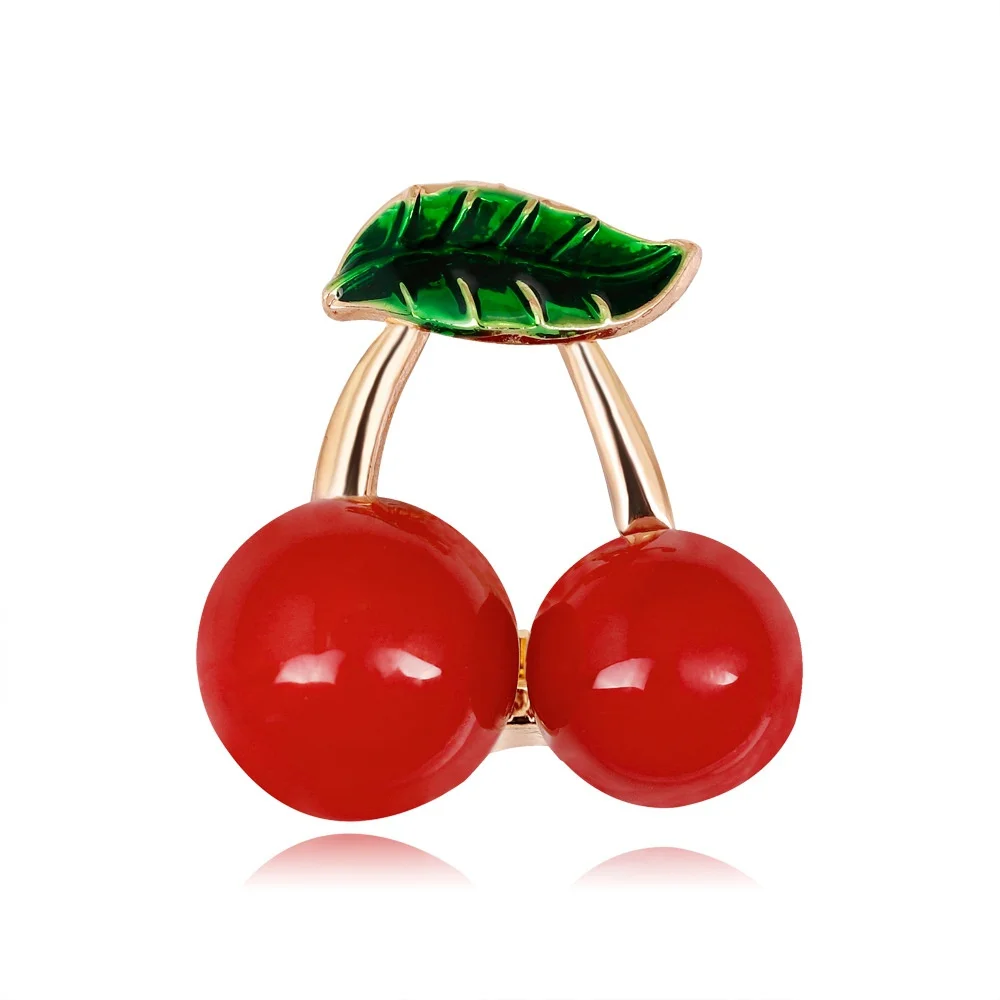 

1PC Red Enamel Brooches Cherry Brooch For Women Kids Fashion Jewelry Bag Dress Accessories New Year's Gifts