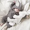 Peleles de invierno con Orejas de conejo calientes, Pelele de bebé con forro polar, ropa de nieve, ropa infantil bonita, ropa para recién nacidos, ropa para niños grises ► Foto 2/6