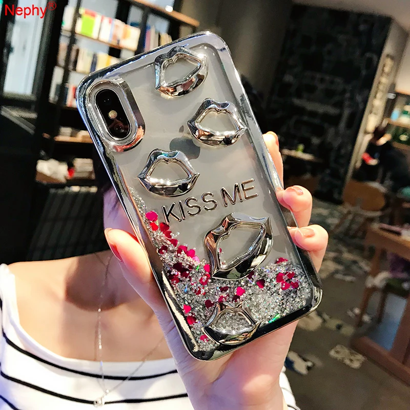 

Nephy 3D Kiss Clear Case For iPhone 5 5s SE 6s 6 s 7 8 Plus 6Plus 6sPlus 7Plus 8Plus X Cell Phone Back Cover Soft TPU Casing