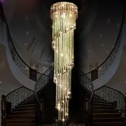 Роскошный хрустальный подвесной светильник вращающаяся лестница лампа для коттеджа отель Холл дом большой светильник светодио дный
