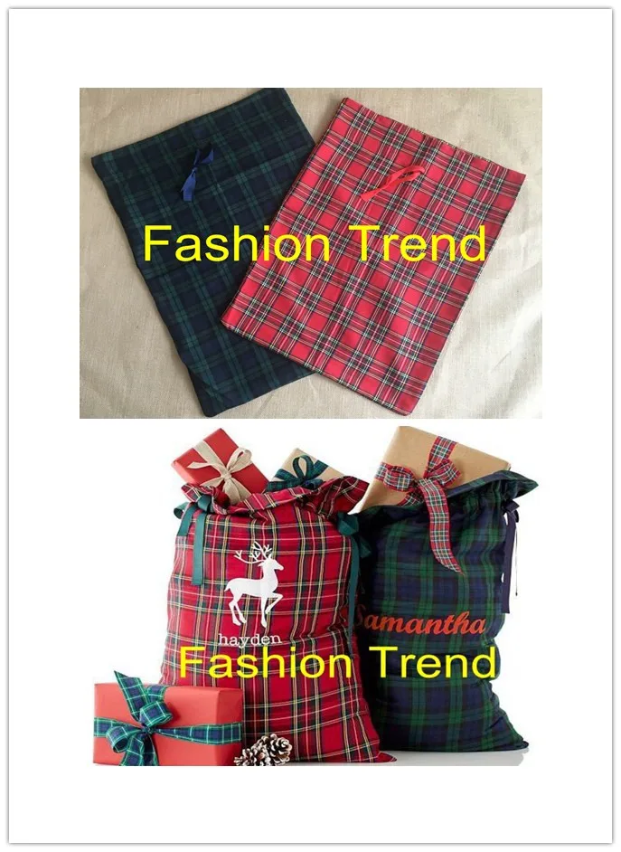 plaid santa sack