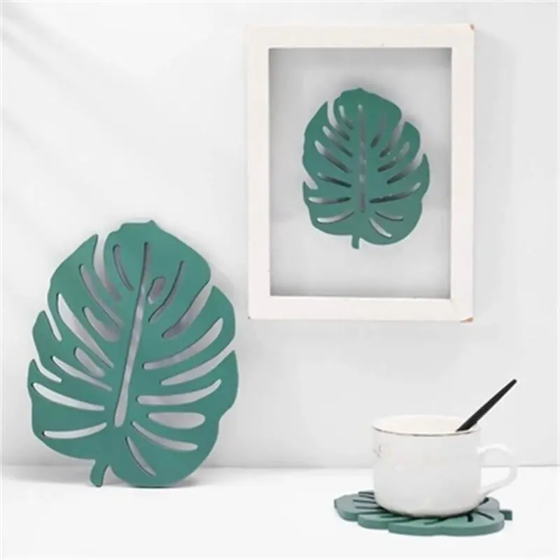 

Hollow Skid Resistance Placemat Nordic Style Leaf Cup Mat Coaster Das Set For Kitchen Dinning Table Home Decoration Accessories