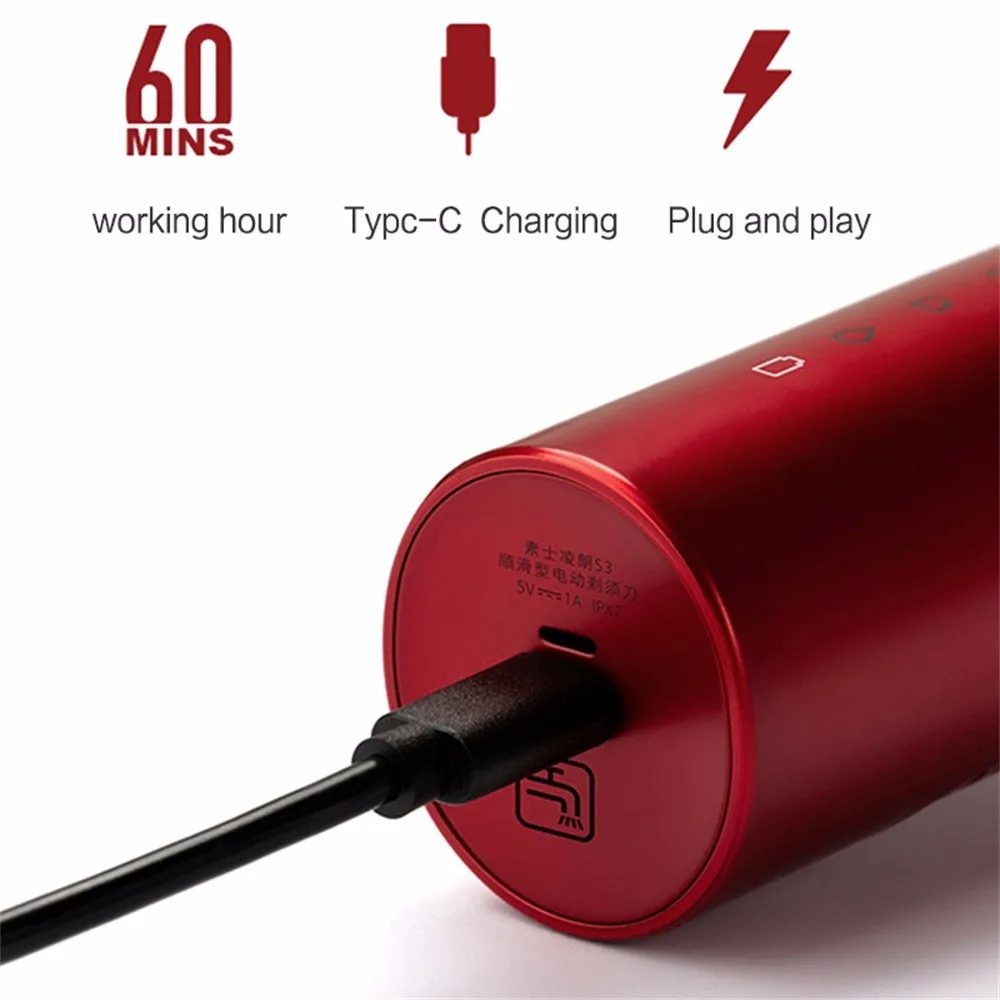  Original Xiaomi Mijia SOOCAS S3 Electric Shaver 3 Cutter Head Floating Shaving USB Rechargeable Wat