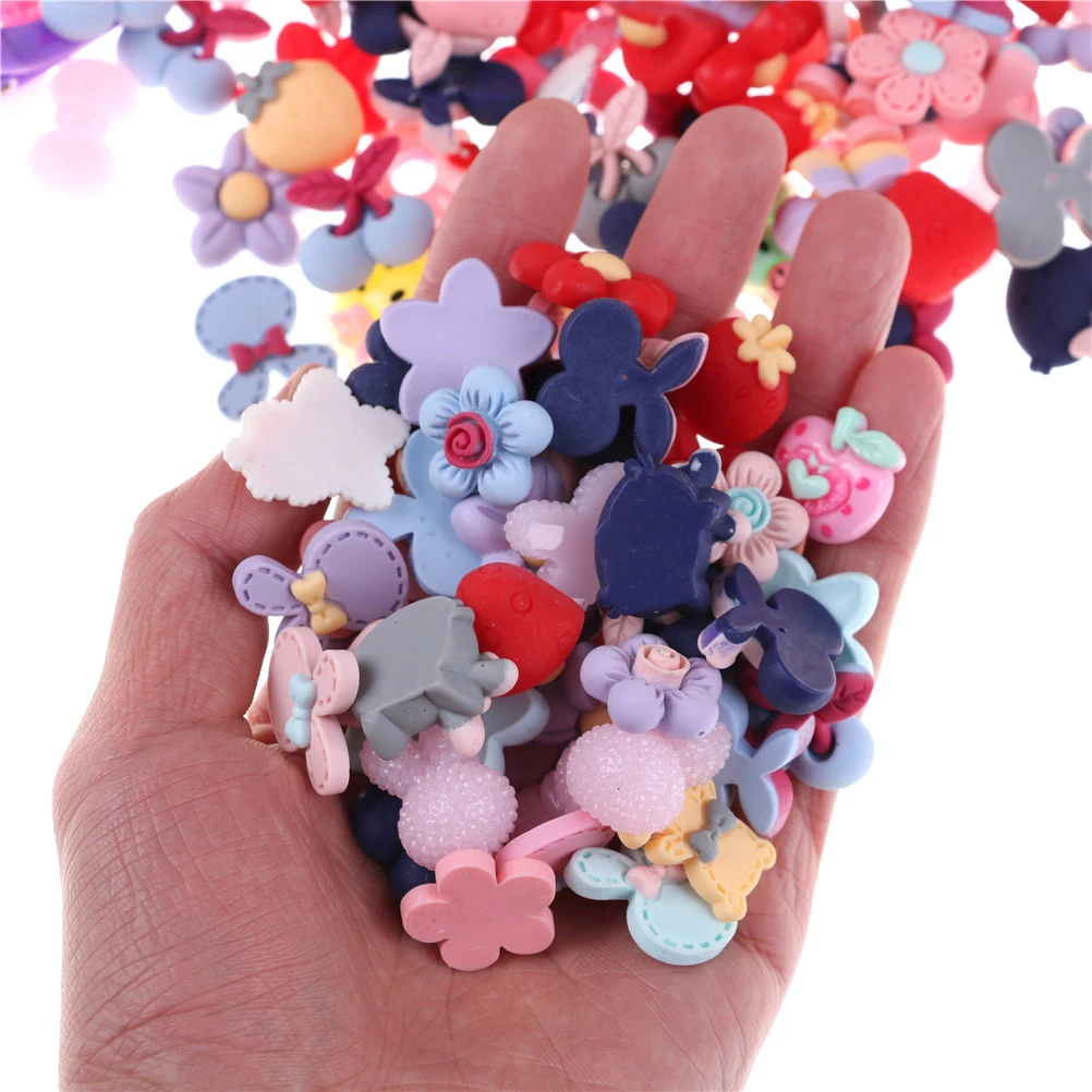 10Pcs/Lot Mix Color Cartoon Flower Resin Flatback Scrapbooking For DIY Phone /Craft