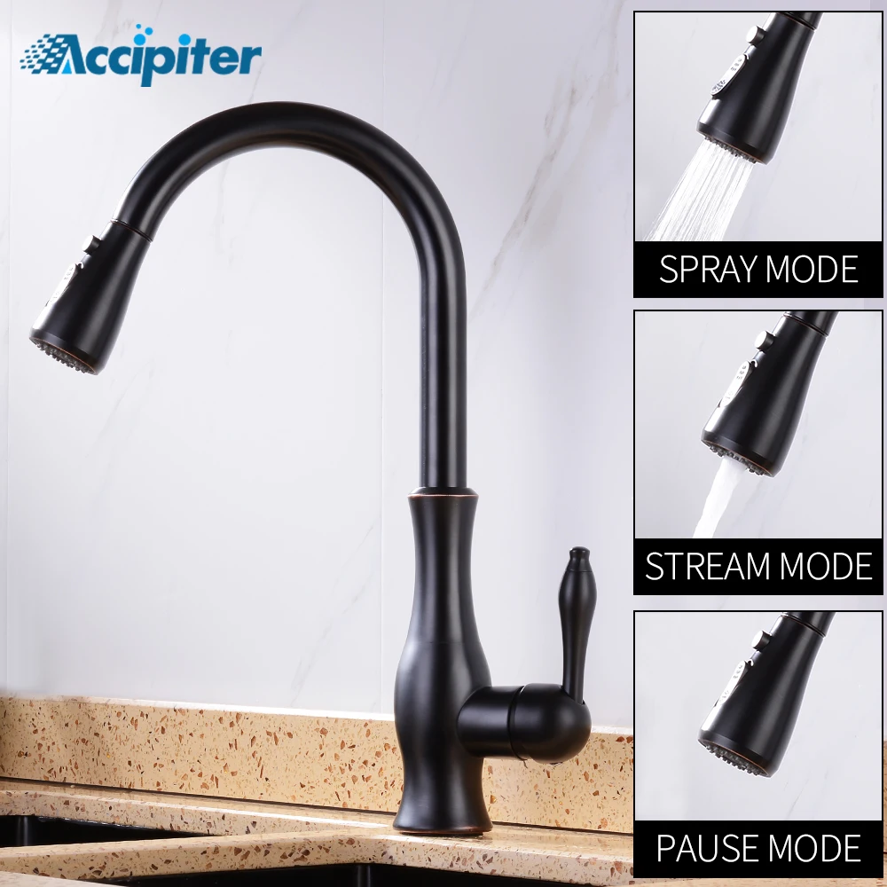 

Kitchen Faucets Single Handle Pull Out Kitchen Tap Single Hole Handle Swivel 360 Degree Water Mixer Tap Black Mixer Tap