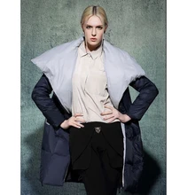 Зимняя куртка женская Высокого Качества Модная белая утка вниз толстая Асимметричная Длина женские куртки