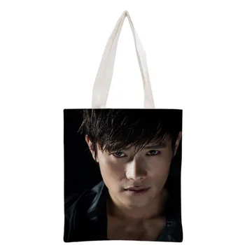 

New arrived custom KPOP Lee Byung hun printed canvas tote bag women handbag beach travel bag portable shopping bag