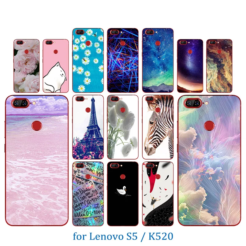 for Lenovo S5 Full Protective Phone Case 5.7 inch K520 Soft TPU Clear Silicone Pinky Pattern Funda |