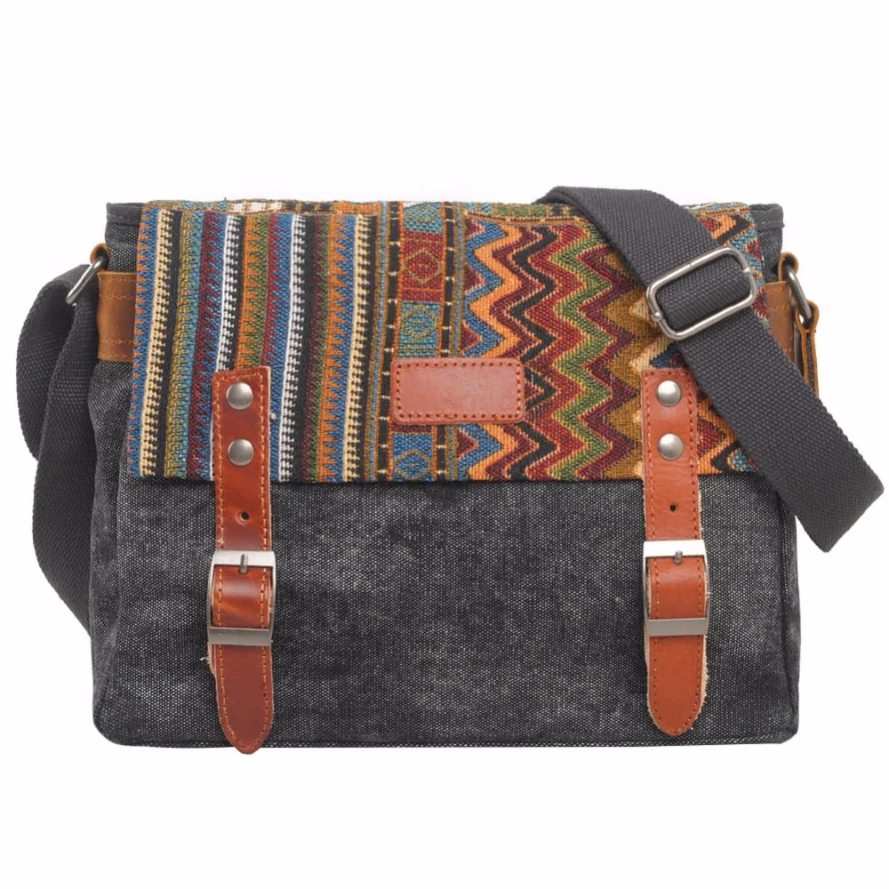 

Vintage Ethnic Women Messenger Bags Canvas Shoulder Bag Men's Fashion Crossbody Shoulder Bag Folk Male Casual Travel Handbag
