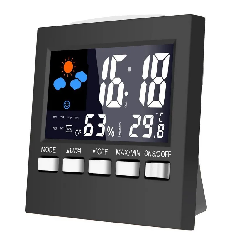 

Multi-function weather clock Alarm Clock Digital Date Thermometer Hygrometer Voice-activated backlight Barometer Forecast clock