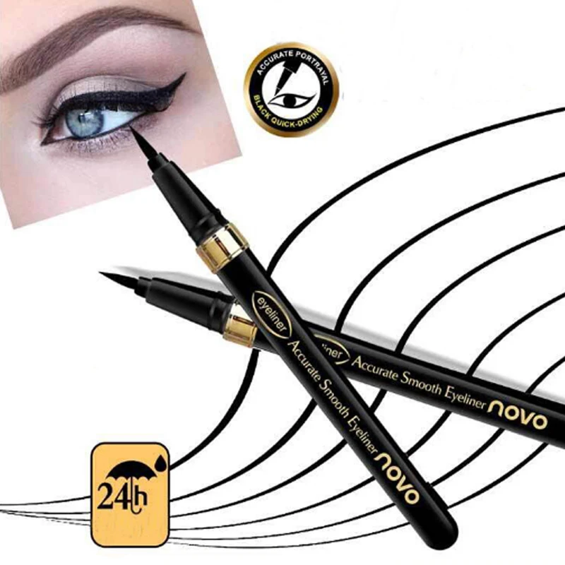 NOVO brand Lasting shape Eyeliner pen Cool black Fluent Water based