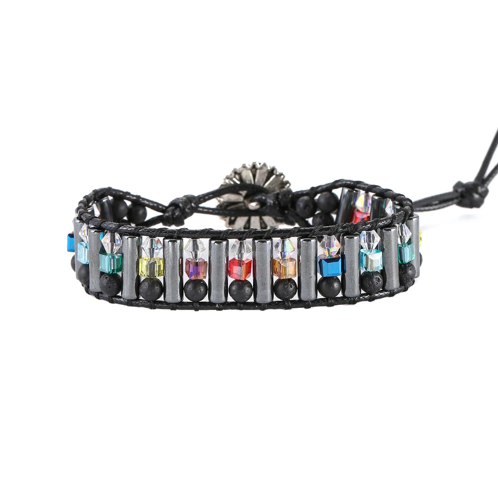 

IUNIQUEEN Design Creative Cool Style Chakra Crystal Energy Singer Wrap Bead Bracelet with Tree of Life Button