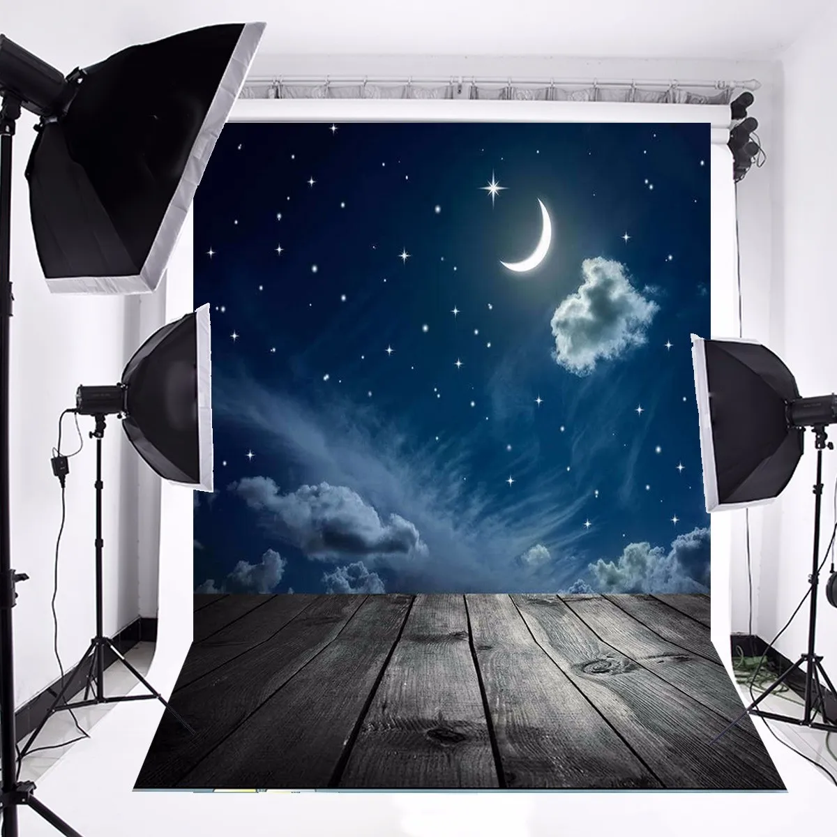

Freya 3x5ft Vinyl Photography Background Night Moon Board for Photo Studio Props Photographic Backdrop Waterproof