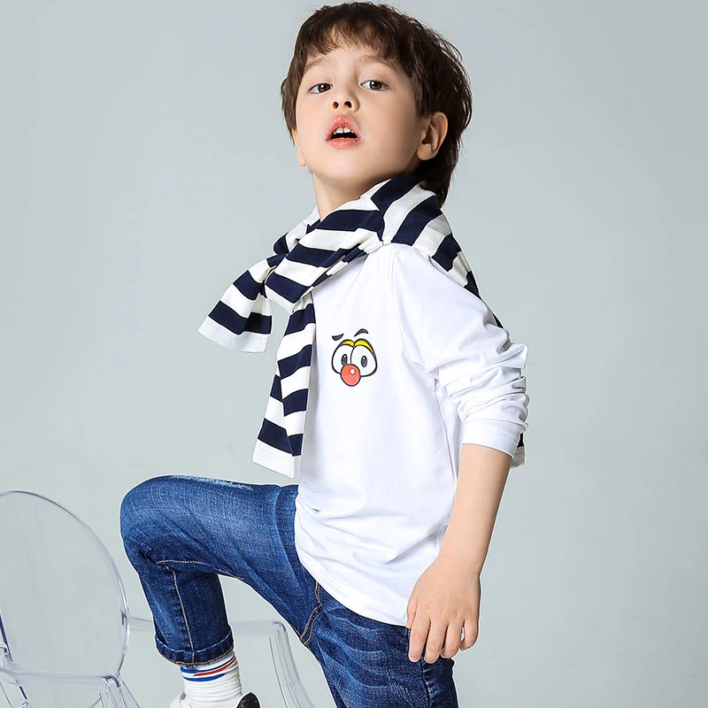 Pioneer Kids новые весенние футболки для мальчиков с длинными рукавоми детская одежда повседневная модная полосатая футболка для мальчиков и девочек качественные футболки BCT810010