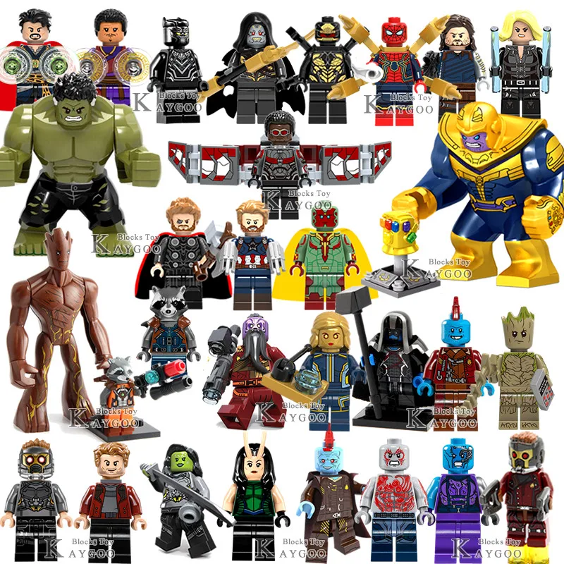 

Avengers 4 Endgame Big Tree Man Figure DIY Dolls Guardians Galaxy Super Heroes Rocket Racoon Toys for Children Building Blocks